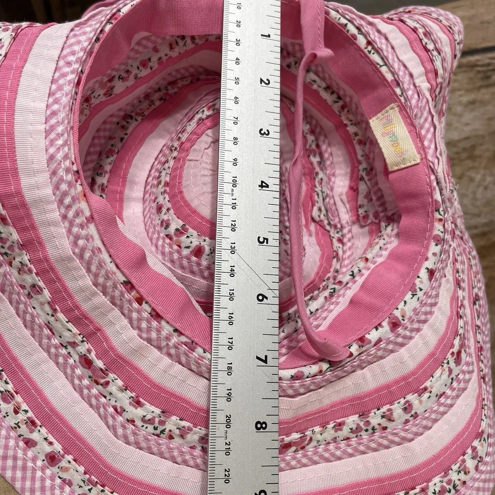 Millymook Sweetheart Girls Size Pink Gingham & Floral Floppy Sun Hat